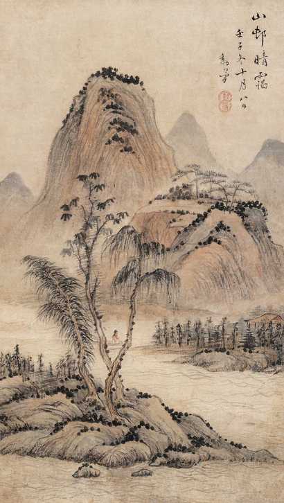 黎简 1792年作 山村晴霭 立轴